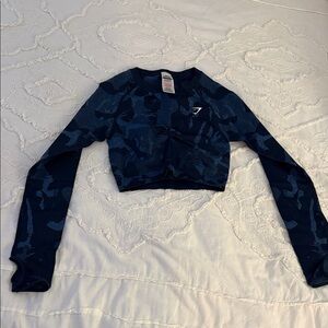 Gymshark Blue Camouflage Long Sleeve Top